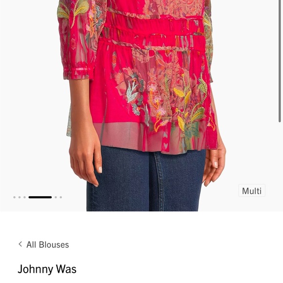 Johnny Was Feather Lark Floral Tieneck Blouse L NWT - Picture 6 of 11